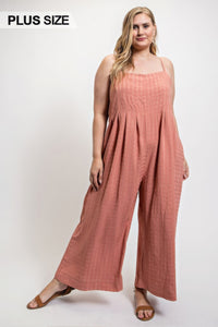 GIGIO Texture Woven Sleeveless Jumpsuit With Side Button