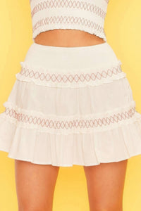 MAIN STRIP Waist Smocking Ruffle And Shirring Mini Skirt