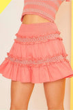 MAIN STRIP Waist Smocking Ruffle And Shirring Mini Skirt