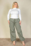 CAPELLA APPAREL Plus Size Drawstring Waist Parachute Pants