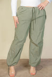 CAPELLA APPAREL Plus Size Drawstring Waist Parachute Pants