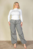 CAPELLA APPAREL Plus Size Drawstring Waist Parachute Pants