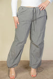 CAPELLA APPAREL Plus Size Drawstring Waist Parachute Pants