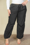 CAPELLA APPAREL Plus Size Drawstring Waist Parachute Pants