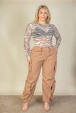 CAPELLA APPAREL Plus Size Flap Pockets Drawstring Ruched Parachute Pants