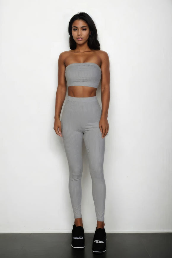 CAPELLA APPAREL Ribbed Tube Top & Leggings Set