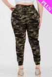 CAPELLA APPAREL Plus Size French Terry Camo Print Joggers