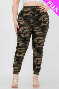 CAPELLA APPAREL Plus Size French Terry Camo Print Joggers