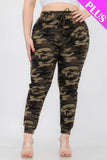 CAPELLA APPAREL Plus Size French Terry Camo Print Joggers