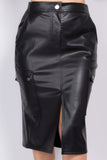 IRIS DESIGN Faux Leather High-rise Cargo Skirt