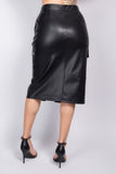 IRIS DESIGN Faux Leather High-rise Cargo Skirt