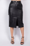 IRIS DESIGN Faux Leather High-rise Cargo Skirt