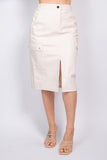 IRIS DESIGN Faux Leather High-rise Cargo Skirt