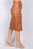 IRIS DESIGN Faux Leather High-rise Cargo Skirt