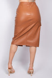 IRIS DESIGN Faux Leather High-rise Cargo Skirt