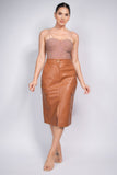 IRIS DESIGN Faux Leather High-rise Cargo Skirt