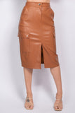 IRIS DESIGN Faux Leather High-rise Cargo Skirt