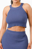 GLANCE APPAREL Halter Neck Tank Top And Bodycon Mini Skirt Set