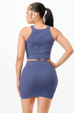 GLANCE APPAREL Halter Neck Tank Top And Bodycon Mini Skirt Set