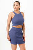 GLANCE APPAREL Halter Neck Tank Top And Bodycon Mini Skirt Set