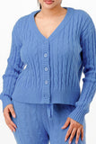 GLANCE APPAREL Cable Sweater Cardigan 2pc Set