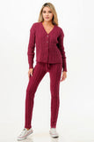 GLANCE APPAREL Cable Sweater Cardigan 2pc Set