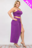 CAPELLA APPAREL Plus Size Crop Cami & Split Thigh Maxi Skirt Set