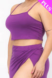 CAPELLA APPAREL Plus Size Crop Cami & Split Thigh Maxi Skirt Set