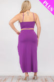 CAPELLA APPAREL Plus Size Crop Cami & Split Thigh Maxi Skirt Set