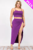 CAPELLA APPAREL Plus Size Crop Cami & Split Thigh Maxi Skirt Set