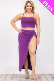 CAPELLA APPAREL Plus Size Crop Cami & Split Thigh Maxi Skirt Set