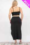 CAPELLA APPAREL Plus Size Crop Cami & Split Thigh Maxi Skirt Set