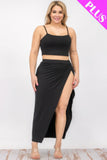 CAPELLA APPAREL Plus Size Crop Cami & Split Thigh Maxi Skirt Set