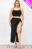 CAPELLA APPAREL Plus Size Crop Cami & Split Thigh Maxi Skirt Set