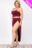 CAPELLA APPAREL Plus Size Crop Cami & Split Thigh Maxi Skirt Set