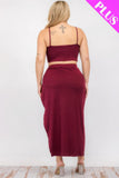 CAPELLA APPAREL Plus Size Crop Cami & Split Thigh Maxi Skirt Set