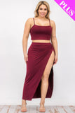 CAPELLA APPAREL Plus Size Crop Cami & Split Thigh Maxi Skirt Set