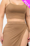 CAPELLA APPAREL Plus Size Crop Cami & Split Thigh Maxi Skirt Set