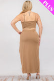 CAPELLA APPAREL Plus Size Crop Cami & Split Thigh Maxi Skirt Set