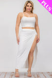 CAPELLA APPAREL Plus Size Crop Cami & Split Thigh Maxi Skirt Set