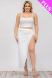 CAPELLA APPAREL Plus Size Crop Cami & Split Thigh Maxi Skirt Set