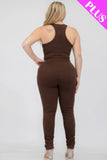 CAPELLA APPAREL Plus Size Crop Tank Top & Ruched Pants Set