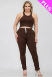 CAPELLA APPAREL Plus Size Crop Tank Top & Ruched Pants Set