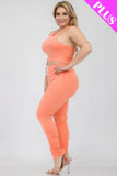 CAPELLA APPAREL Plus Size Crop Tank Top & Ruched Pants Set