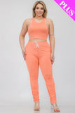 CAPELLA APPAREL Plus Size Crop Tank Top & Ruched Pants Set