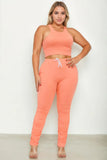 CAPELLA APPAREL Plus Size Crop Tank Top & Ruched Pants Set