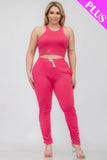 CAPELLA APPAREL Plus Size Crop Tank Top & Ruched Pants Set