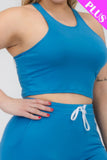 CAPELLA APPAREL Plus Size Crop Tank Top & Ruched Pants Set