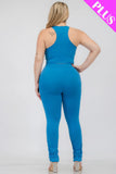 CAPELLA APPAREL Plus Size Crop Tank Top & Ruched Pants Set