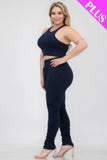 CAPELLA APPAREL Plus Size Crop Tank Top & Ruched Pants Set